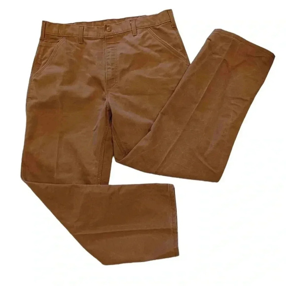 Carhartt Loose Fit Washed  Duck Flannel Lined Pants Size 36 - Picture 4 of 12